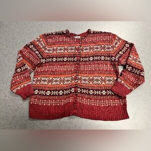 Heirloom Collectibles Fair Isle Knit Cardigan Women’s XL *Fits M/L*